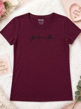 PINK Victoria’s Secret Burgundy Logo Tee M